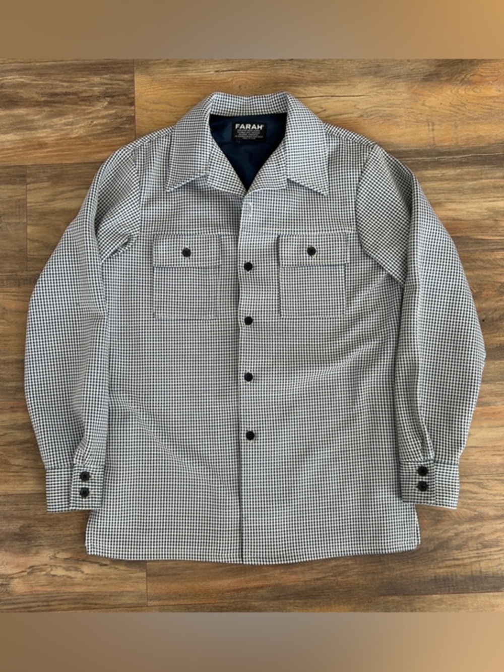 Vintage Farah Houndstooth Button Down Shirt Jacket Size 42